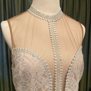 Sheer, Sexy Lace Blue Party Dress